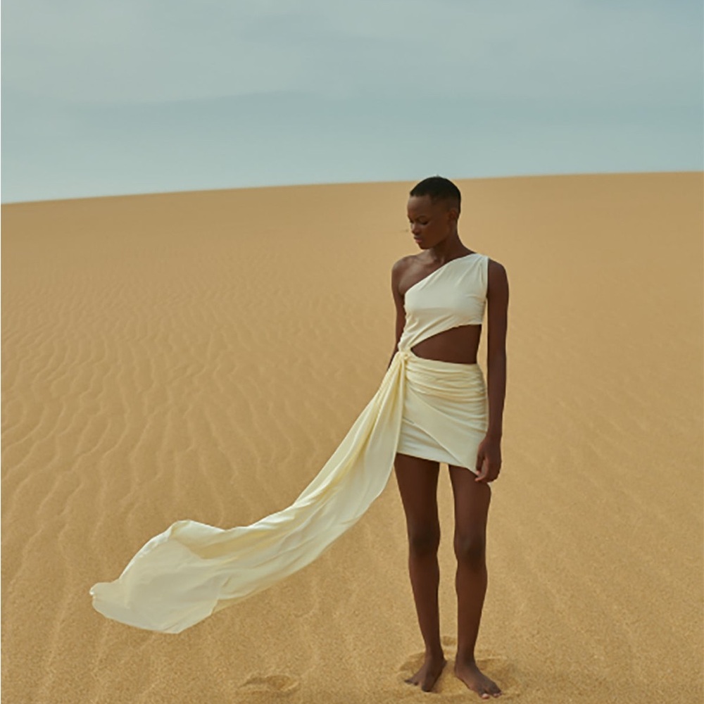 Baobab Collection Zadeh Mini Dress One-Shoulder Luna Lena Dress Draped Sash